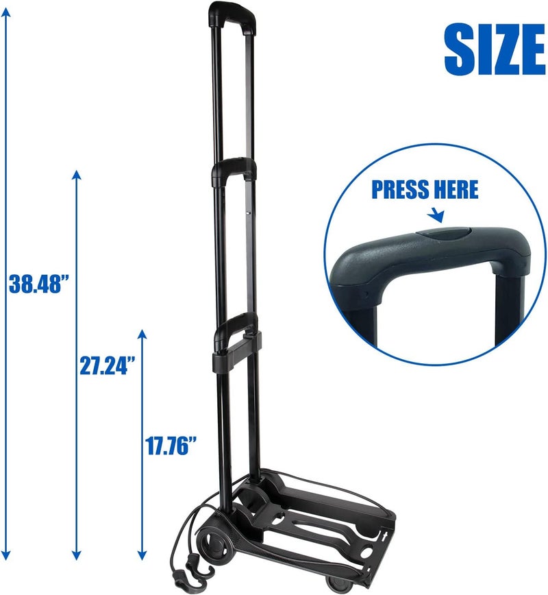 APOXCON Folding Hand Truck - Foldable Dolly With Two Wheels, Collapsible Cart With Adjustable Handle - Lightweight Trolley for Moving, Travel, Shopping, Office Use - Portable & Compact - Image 2