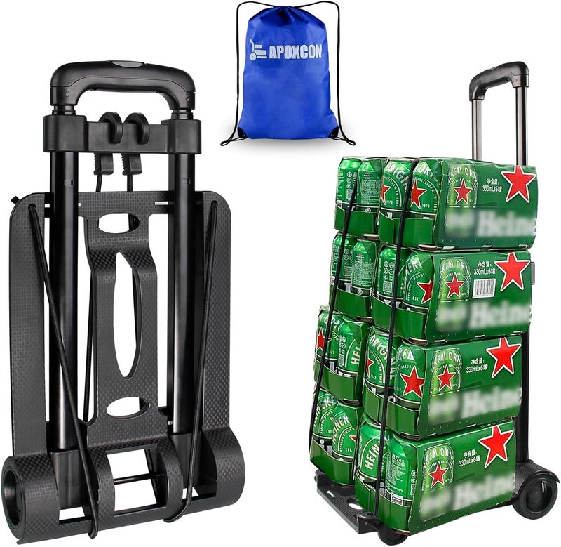 APOXCON Folding Hand Truck - Foldable Dolly With Two Wheels, Collapsible Cart With Adjustable Handle - Lightweight Trolley for Moving, Travel, Shopping, Office Use - Portable & Compact - Image 1