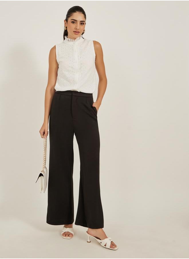 Styli - Schiffli Ruffled Neck Sleeveless Top - Image 1
