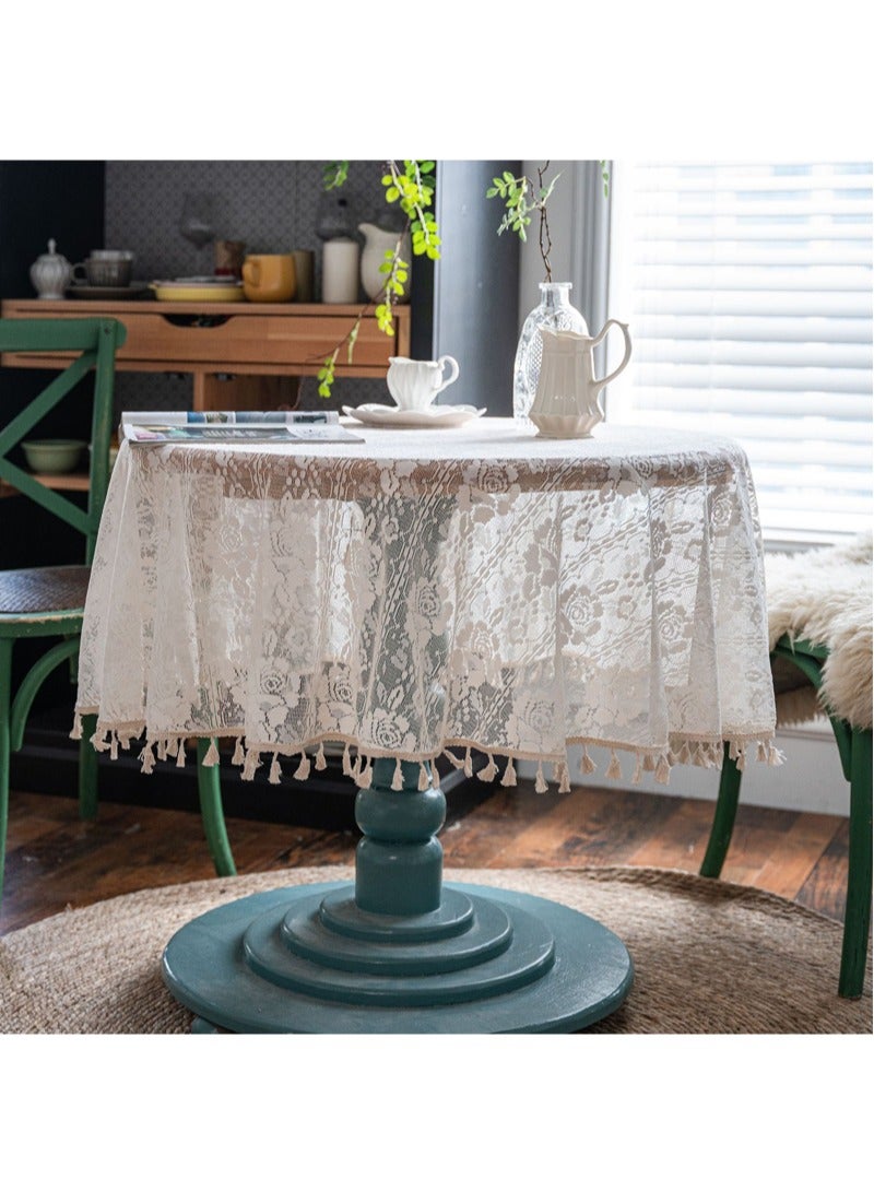 Round Table cloth Lace Table Cloth Washable Table Cover with Dust-Proof Wrinkle Resistant for Restaurant, Picnic, Indoor and Outdoor Dining140cm*140cm - Image 1