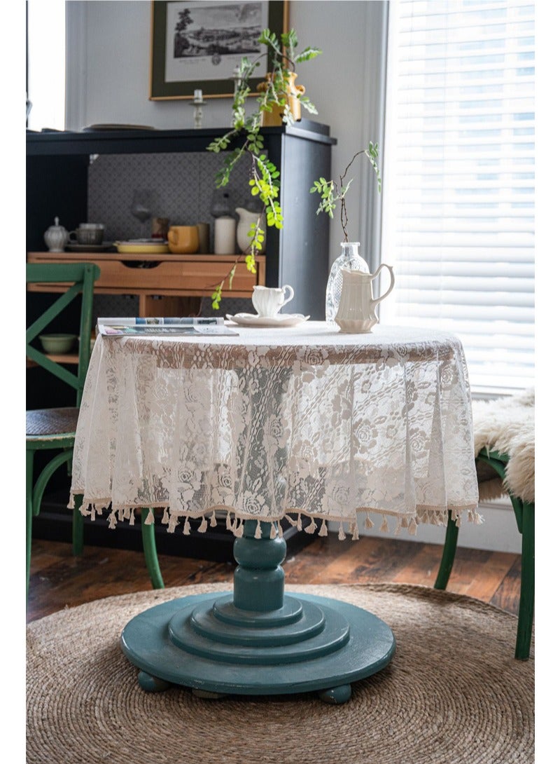 Round Table cloth Lace Table Cloth Washable Table Cover with Dust-Proof Wrinkle Resistant for Restaurant, Picnic, Indoor and Outdoor Dining140cm*140cm - Image 2