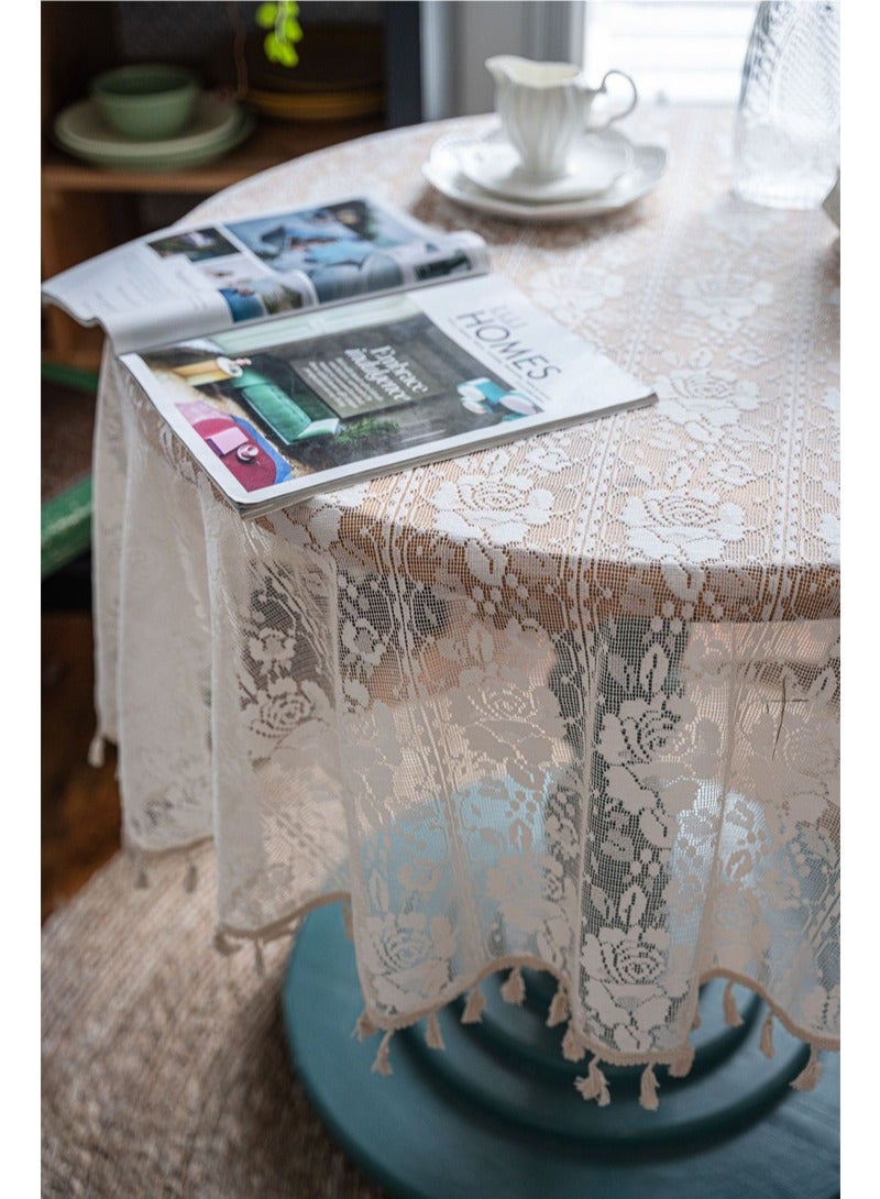 Round Table cloth Lace Table Cloth Washable Table Cover with Dust-Proof Wrinkle Resistant for Restaurant, Picnic, Indoor and Outdoor Dining140cm*140cm - Image 3