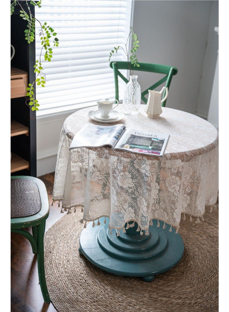 Round Table cloth Lace Table Cloth Washable Table Cover with Dust-Proof Wrinkle Resistant for Restaurant, Picnic, Indoor and Outdoor Dining140cm*140cm - Image 4