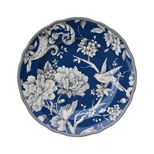 222 Fifth Adelaide 16-Piece Dark Blue Porcelain Dinnerware Set – Service for 4, Plate, Bowl & Mug Set, Bird & Floral Design, Everyday Big Dinner Plates and Bowls Sets, Microwave & Dishwasher Safe - Image 4