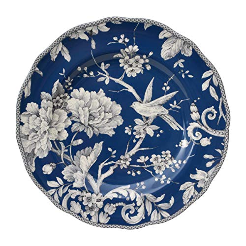 222 Fifth Adelaide 16-Piece Dark Blue Porcelain Dinnerware Set – Service for 4, Plate, Bowl & Mug Set, Bird & Floral Design, Everyday Big Dinner Plates and Bowls Sets, Microwave & Dishwasher Safe - Image 3