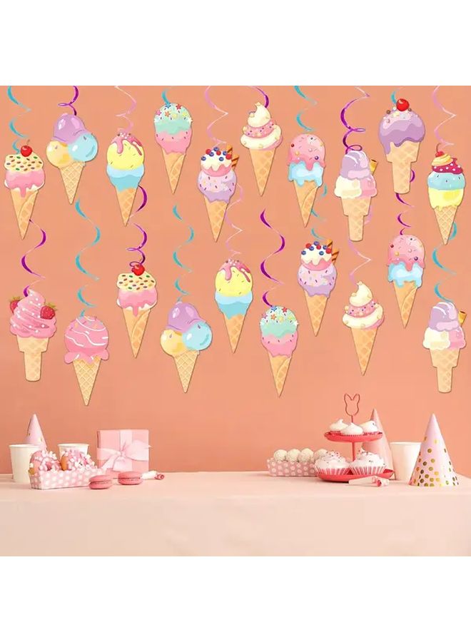 58pcs Paper Rotating Ice Cream Party Hanging Decorations For Summer Birthday Showers Festive Event Decorations Whimsical Dessert Theme Ceiling Wall Decor - Image 4