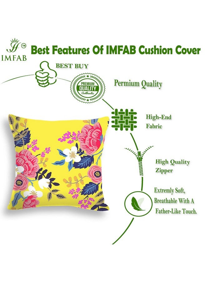 IM FAB Floral Digital Printed Decorative 200TC Canvas Cotton Cushion Covers (Multicolour, 12X12 Inches or 30X30 cms) - Set of 5 Pcs - Image 3
