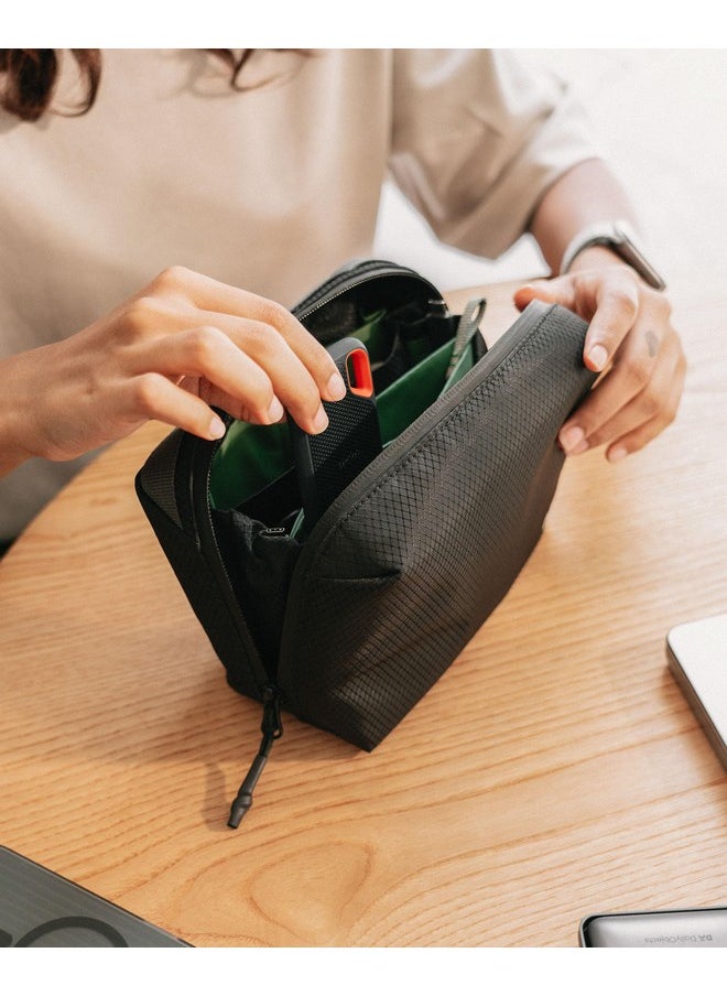 DailyObjects DailyObjects Black Ripstop Vault Tech Organiser | Travel Digital Accessories Storage Bag | Portable Gadget Organizer Case | Regular Zippered Tech Kit Organizer Pouch for Memory Cards - Small  - Image 4