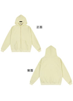 FOG ESSENTIALS Hoodie Autumn Winter Plush Zip Jacket Milky yellow