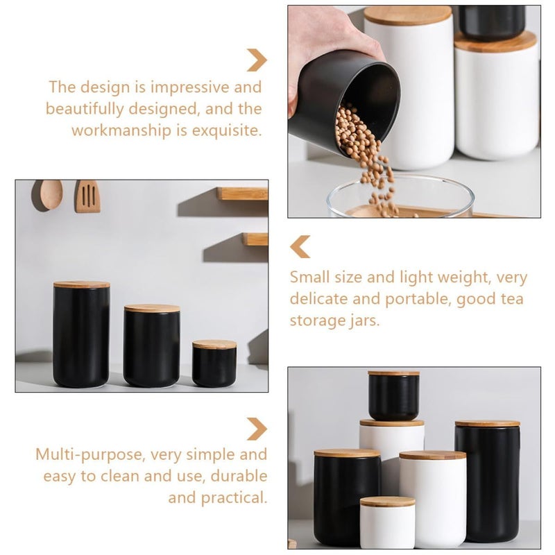 SUPVOX Ceramic Tea Canister Dark Porcelain Airtild Kitchen Food Storage Organizer - Image 4