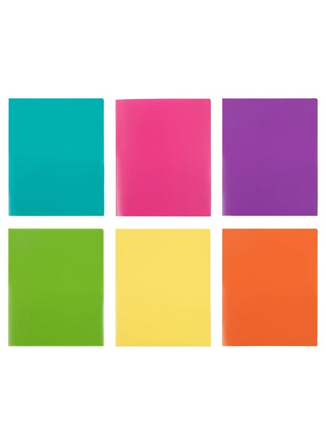 JAM PAPER Heavy Duty Plastic 2 Pocket Extra Tough School Folders - Assorted Fashion Colors - 6/Pack - Image 3