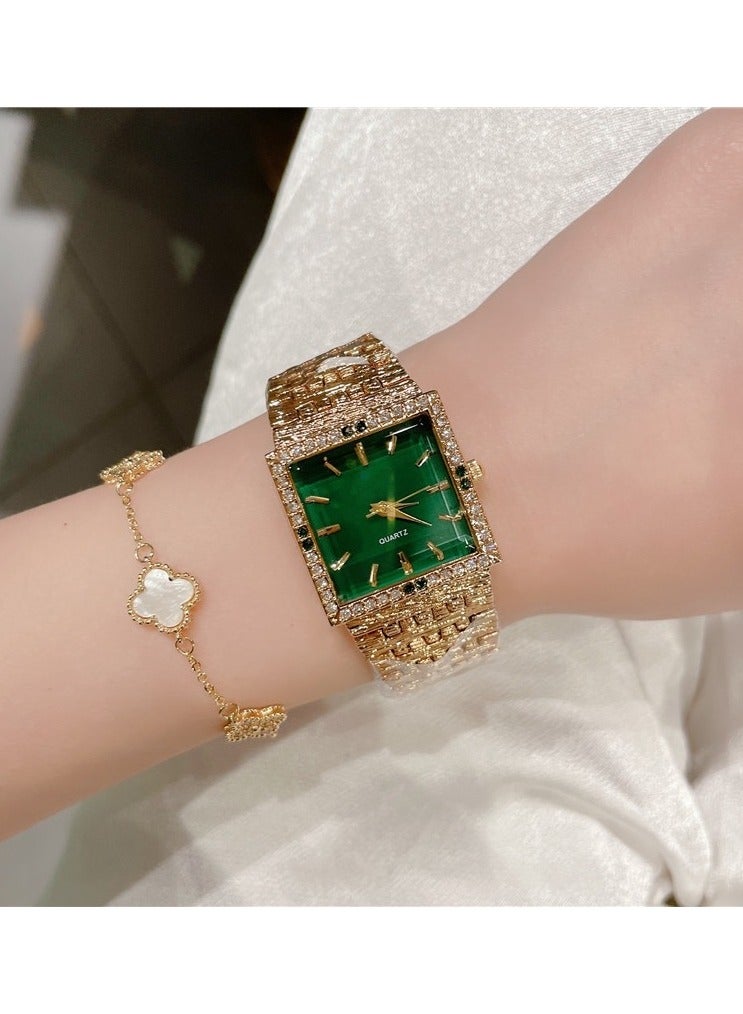 ساعة نسائية عصرية - خضراء وذهبية، هدية رأس السنة الجديدة للنساء - Image 3