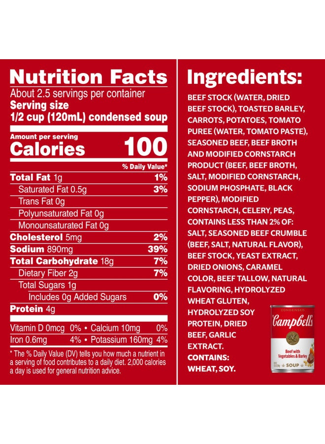 Campbell's Condensed Beef Soup With Vegetables and Barley, 10.5 oz Can - Image 4