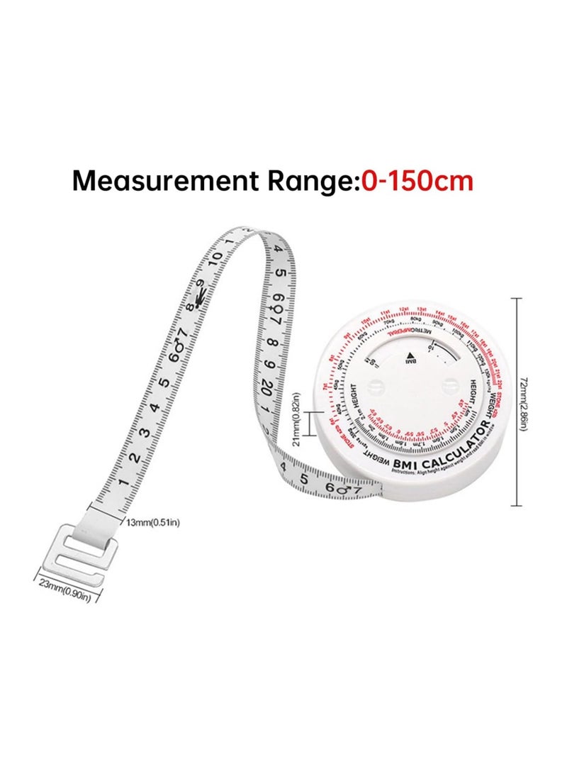 PAPERSAY BMI Measuring Tape, Bmi Wheel Calculator Body Mass Index Calculator, Body Tape Measure for Body Waist Weight Health Accurate Measurement (White)  - Image 2