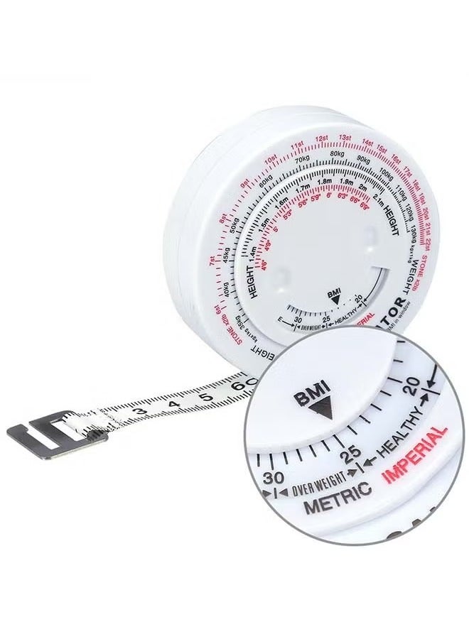 PAPERSAY BMI Measuring Tape, Bmi Wheel Calculator Body Mass Index Calculator, Body Tape Measure for Body Waist Weight Health Accurate Measurement (White)  - Image 1