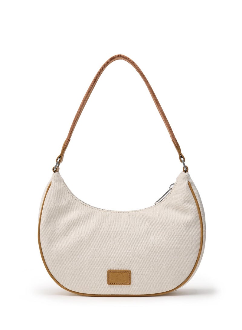 MLB Classic Lettering Jacquard Underarm Shoulder Bag New York Yankees White Brown - Image 5
