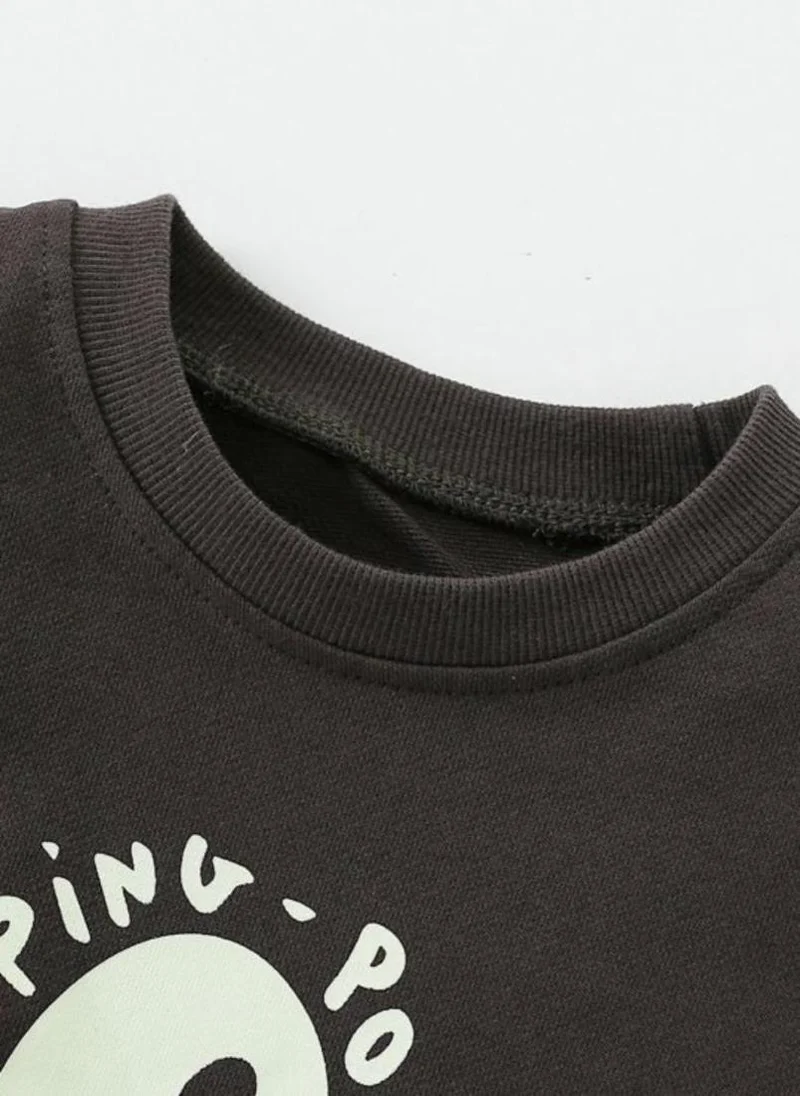 YUNIQEE Black Graphic Printed Round Neck T-shirt