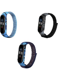 Xiaomi Mi Band Bracelet 3,4,5,6 Compatible Velcro Adjustable Mesh Fabric Strap 3-Piece Combination