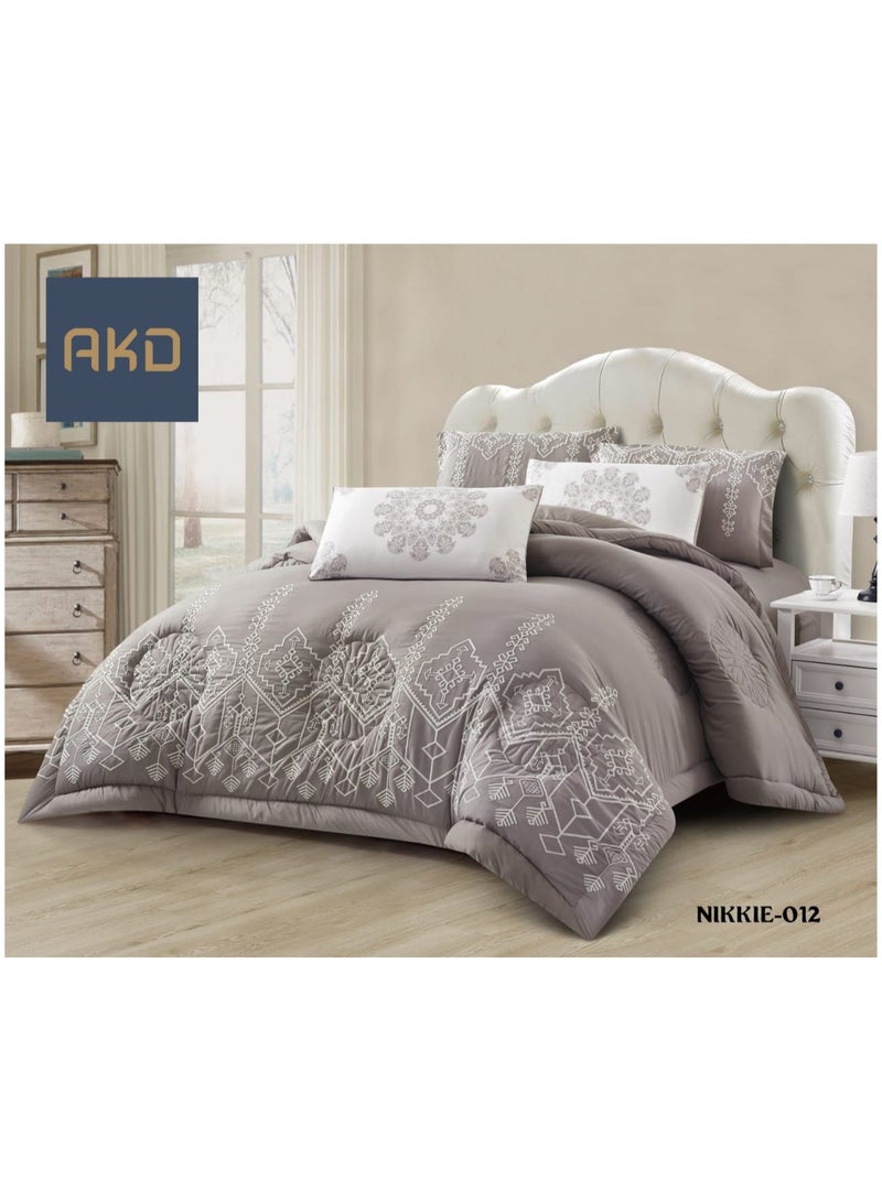 Neverine embroidered microfiber quilt bedspread set / 6 pieces / king size 240*220 cm