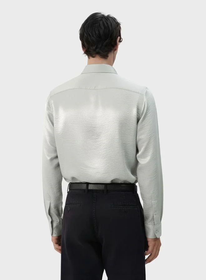 The Indian Garage Co Men Slim Fit Solid Cutaway Collar Full Sleeves Shirt