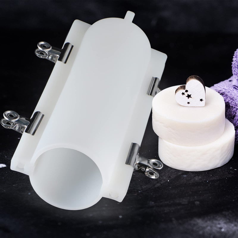 Sanbege Tube Soap Mold with Clips 1000ml Silicone Column Mould Embed Soap Making Supplies for DIY Soap Handmade Candle