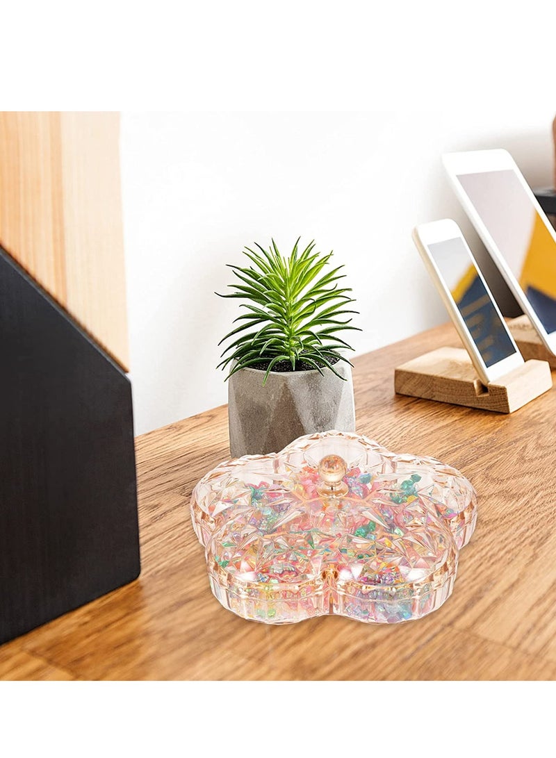 Snack Serving Tray with Lid, 11.8" Round Plastic Food Storage Organizer, 6 Compartments for Dried Fruits, Nuts, Candies, Cookies, Fruits - Image 3