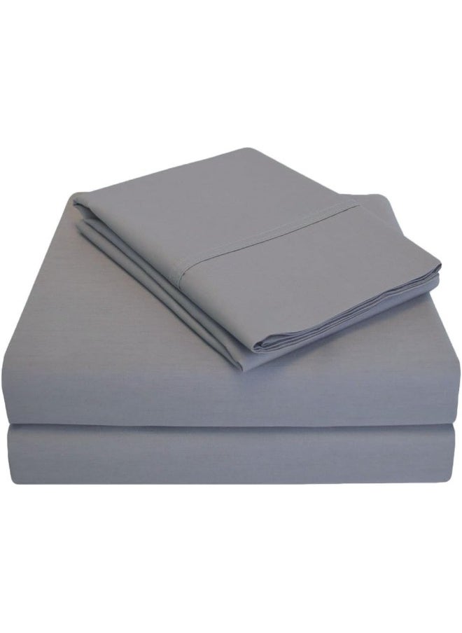 Superior Superior Luxor Treasures Percale 300 Thread Count 100% Cotton, Deep Pocket, 4-Piece King Bed Sheet Set, Solid, Grey  - Image 1