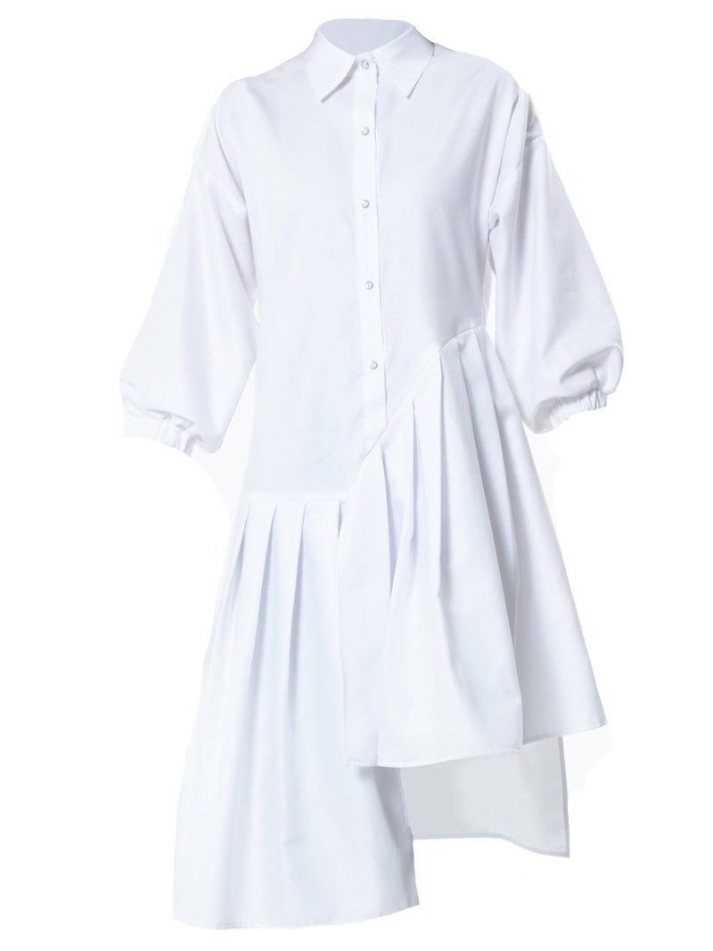 Metamorphoza Asymmetric Cotton Tunic Shirt With ¾ sleeves - Image 3