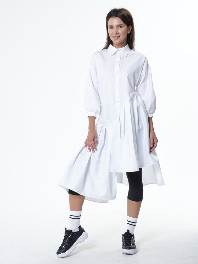 Metamorphoza Asymmetric Cotton Tunic Shirt With ¾ sleeves - Image 1