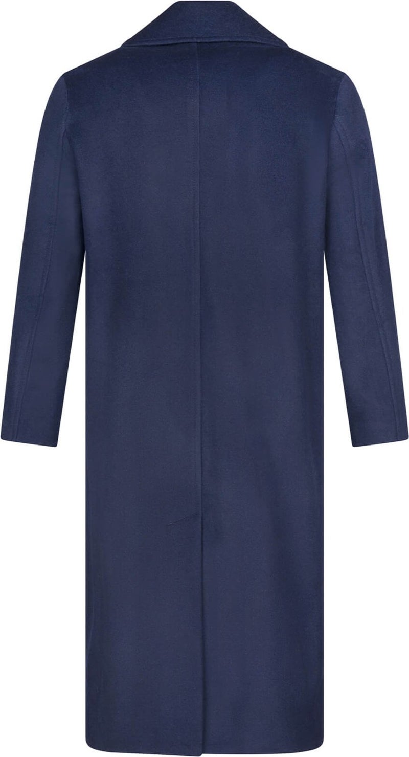 Hatem Saykı Hatem Sayki Sayki Woman Navy Blue Regular Fit Mono Collar Cashmere Coat  - Image 3