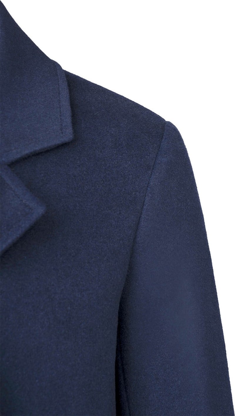 Hatem Saykı Hatem Sayki Sayki Woman Navy Blue Regular Fit Mono Collar Cashmere Coat  - Image 4