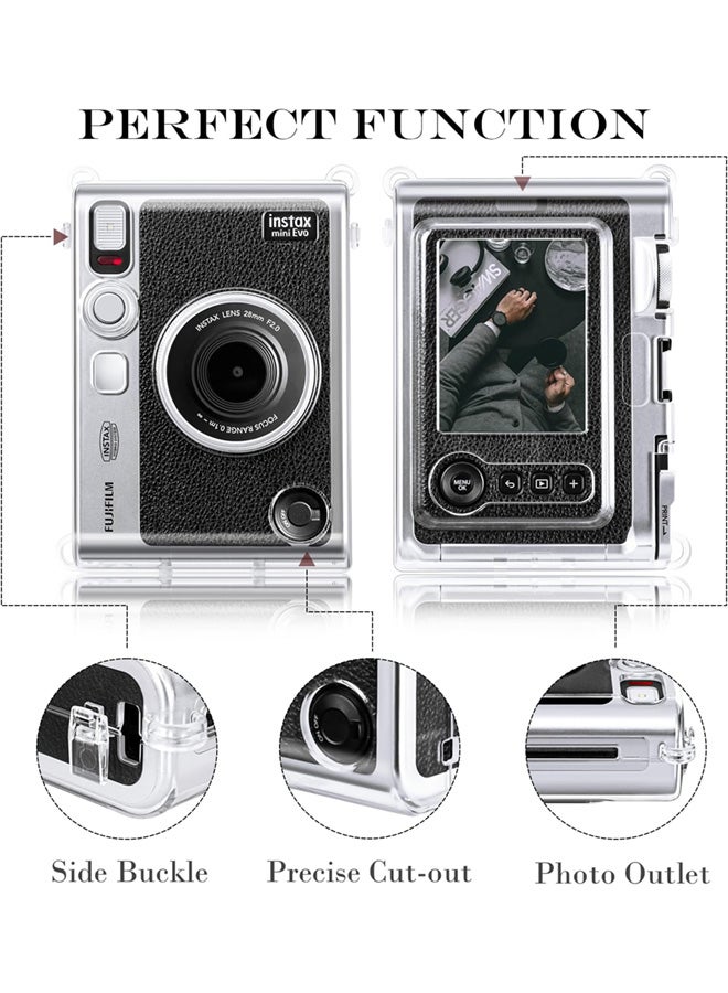 SJet Instax Mini EVO Case, PC Hard Clear Case for Fujifilm Instant Mini EVO Camera, 9H Hardness Screen Protector with Shoulder Strap (Clear) - Image 5
