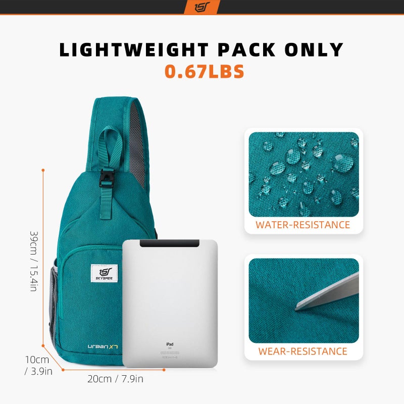 SKYSPER Sling Bag RFID Crossbody Sling Backpack Cross Body Shoulder Bag Travel Hiking Daypack for Women Men(Cyan) - Image 5