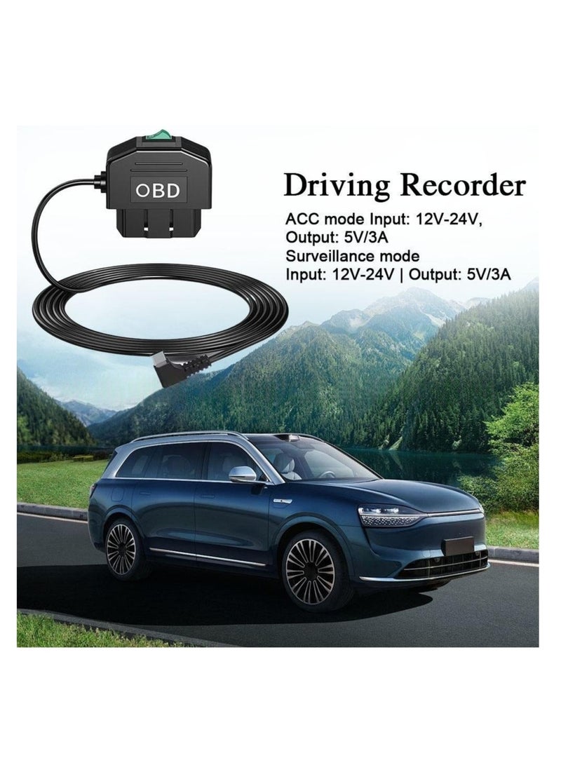 OBD Hardwire Convenient Connection Kit, Type C Dashboard Camera Hardwire Kit USB C with OBD Power Cable, Suitable for Dashboard Recorders from 12-24V to 5V/3A, with Low Voltage Protection, Suitable for Dashboard Recorders, GPS, Radar (Not Suitable for EV Cars and Electric Vehicles) - Image 4