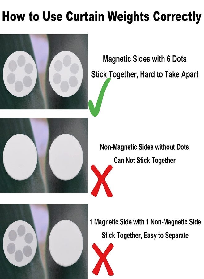LEVOSHUA Magnetic Shower Curtain Weights, Rubber Covered Heavy Duty Weights, Prevent Curtain Liner from Blowing Around, Work for Drapery, Tablecloth, Flag, Outdoor Curtain 4 Pairs(Pack of 8) - Image 2