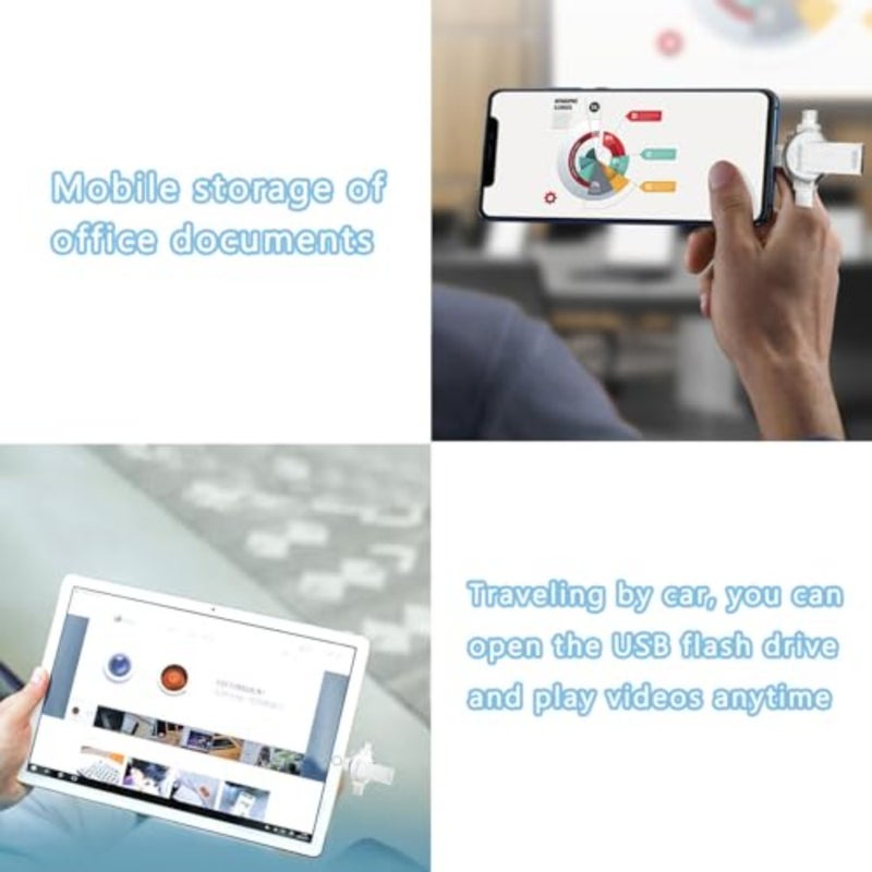 محرك فلاش USB، سعة 2 تيرابايت 3.0 عالي السرعة 4 في 1 نوع C OTG Stick وحدة تخزين خارجية للهواتف الذكية والكمبيوتر المحمول والكمبيوتر اللوحي والكمبيوتر الشخصي، هيكل معدني أسود مقاوم للصدمات ومقاوم للماء - Image 4