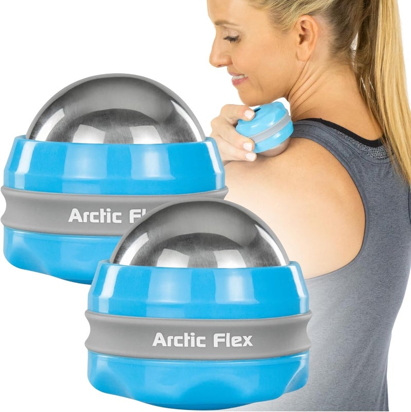 Arctic Flex Cold Massage Roller Ball 2 Pack  Cryoball Massage Hand Ice Ball  Sore Muscle Cold Therapy  Deep Tissue Depuffer Pain Relief  Jaw Eye Ice Depuffing Tool for Migraine Injury Foot - Image 1
