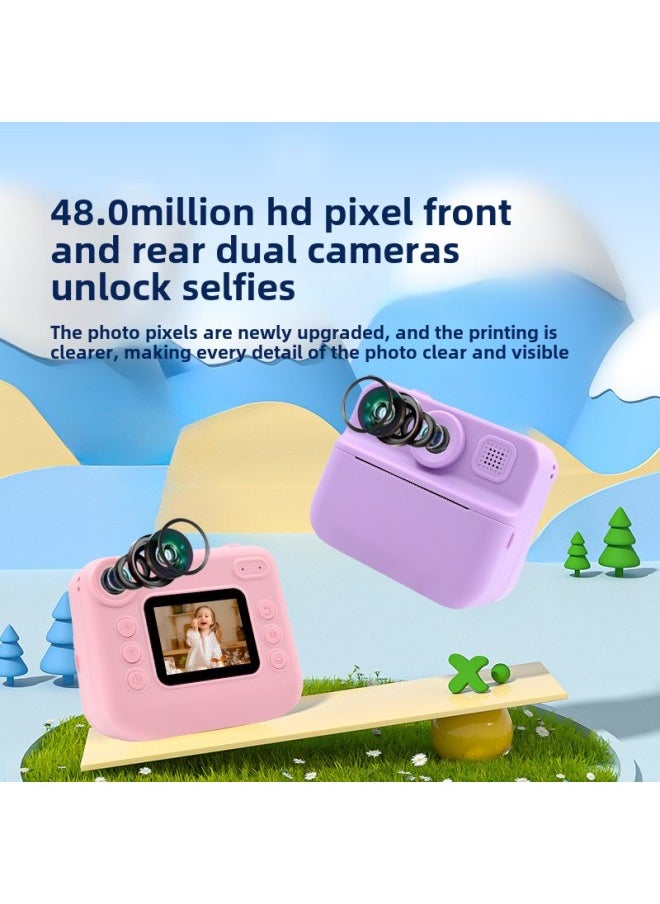 Generic Mini Children's Polonoid HD Digital Camera 4800W Polonoid Children's Print Camera-Color:Pink + 32gb Memory Card  - Image 3