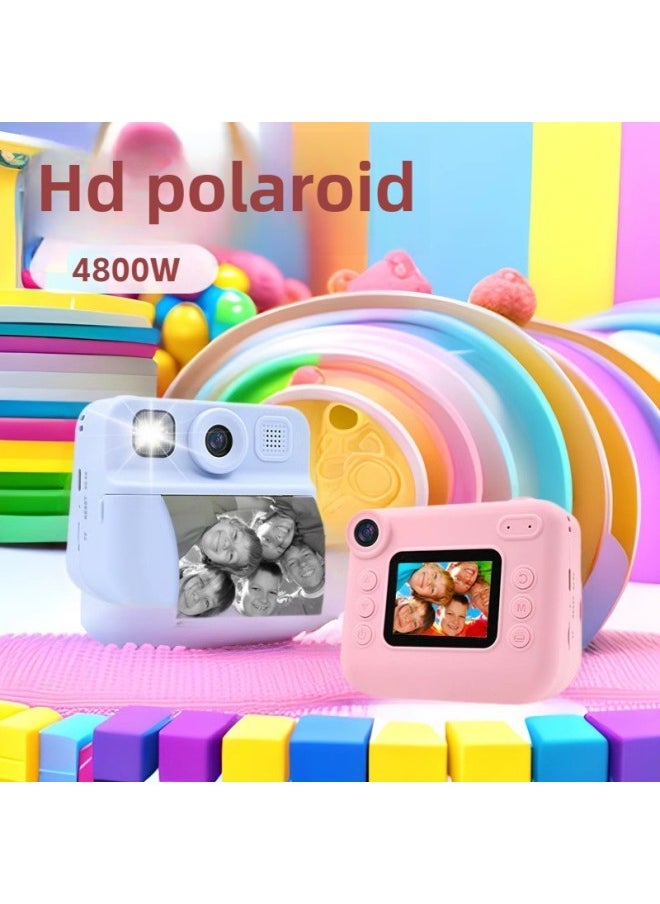 Generic Mini Children's Polonoid HD Digital Camera 4800W Polonoid Children's Print Camera-Color:Pink + 32gb Memory Card  - Image 2
