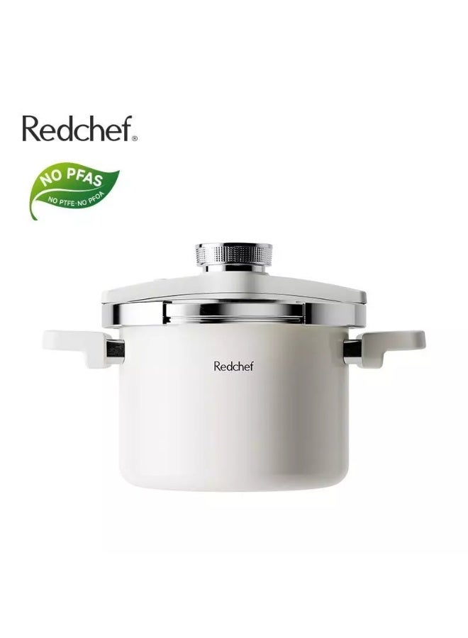 Redchef طنجرة ضغط ريدشيف سعة 6 لترات، مصنوعة من الفولاذ المقاوم للصدأ 304 السميك المقاوم للانفجار، خالية من مواد PFAS وPTFE وPFOA، ومناسبة لجميع أنواع المواقد، لون أبيض - 6 لترات - Image 1