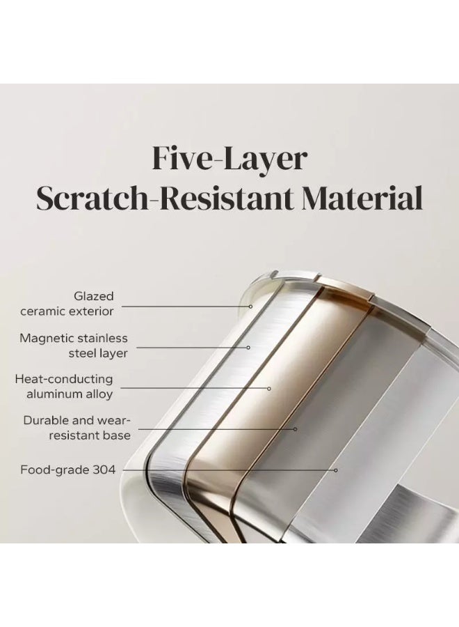 Redchef طنجرة ضغط ريدشيف سعة 6 لترات، مصنوعة من الفولاذ المقاوم للصدأ 304 السميك المقاوم للانفجار، خالية من مواد PFAS وPTFE وPFOA، ومناسبة لجميع أنواع المواقد، لون أبيض - 6 لترات - Image 2