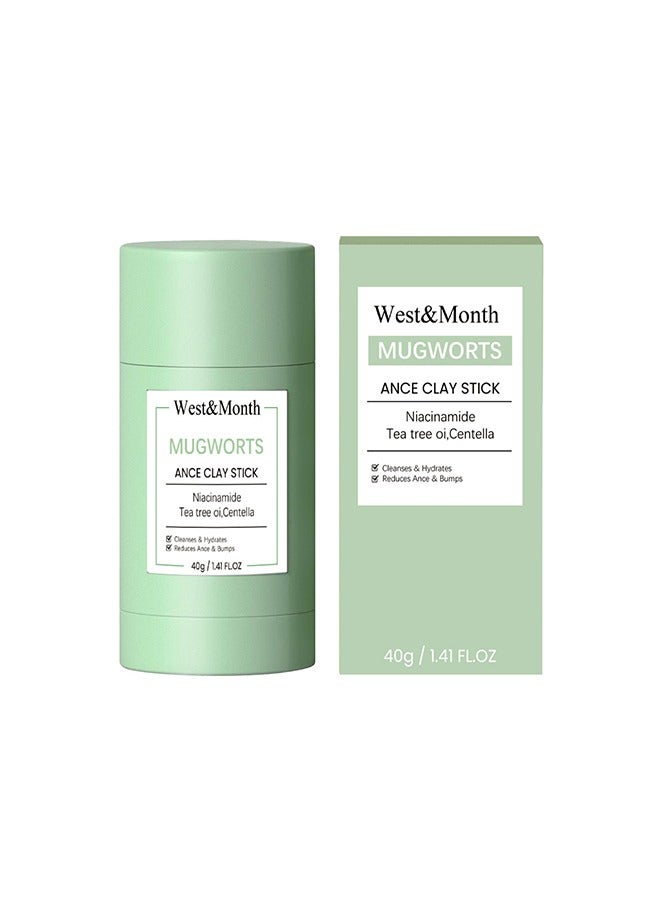 West&Month Mugworts Ance Clay Stick-Mugwort Anti Pores And Acne Clay Mask, Cleansing Mask Mud Mask For Men And Women, Moisturizing Oil Control Shrink Remove Blackheads, Shrink Pores, Improve Skin Tone - Image 2