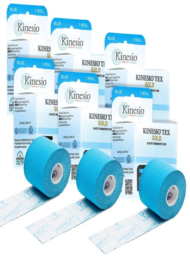 Kinesio Taping - Elastic Therapeutic Athletic Tape Tex Gold FP - Blue - 2 in. x 16.4 ft - 6 Pack - Image 1