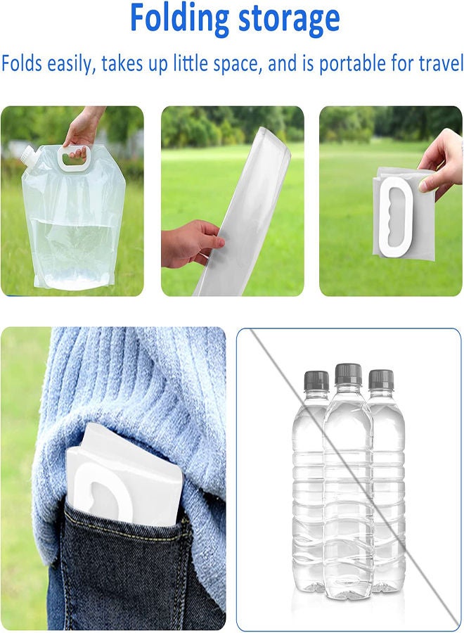 SYOSI Camping Collapsible Water Bag 1.3 Gallon Emergency Water Jug Container Bag Food Grade Clear Plastic Storage Jug for Sport Camping Riding Mountaineer Hiking Emergency Water Storage (2Pcs) - Image 2