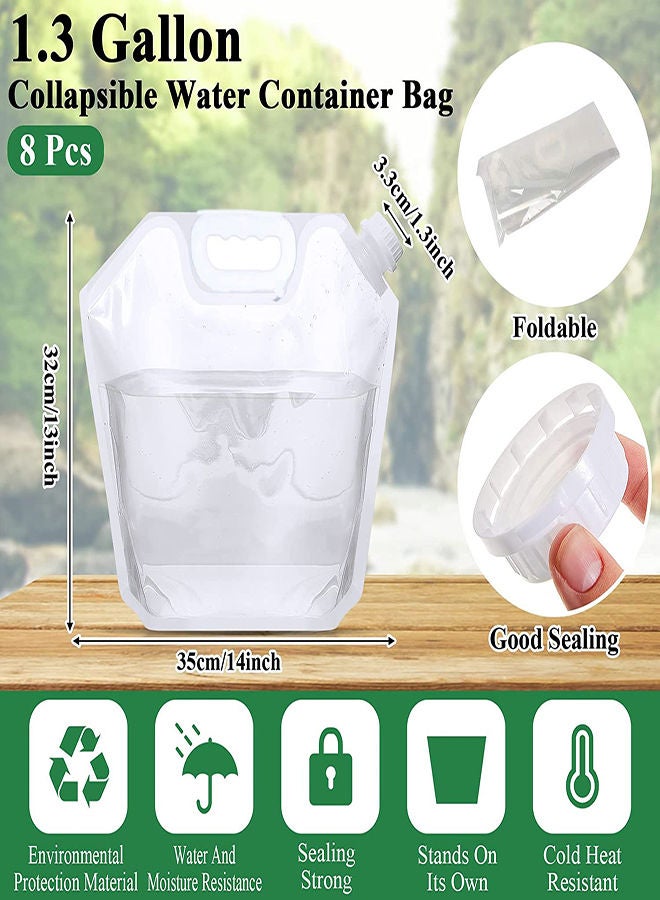 SYOSI Camping Collapsible Water Bag 1.3 Gallon Emergency Water Jug Container Bag Food Grade Clear Plastic Storage Jug for Sport Camping Riding Mountaineer Hiking Emergency Water Storage (2Pcs) - Image 3