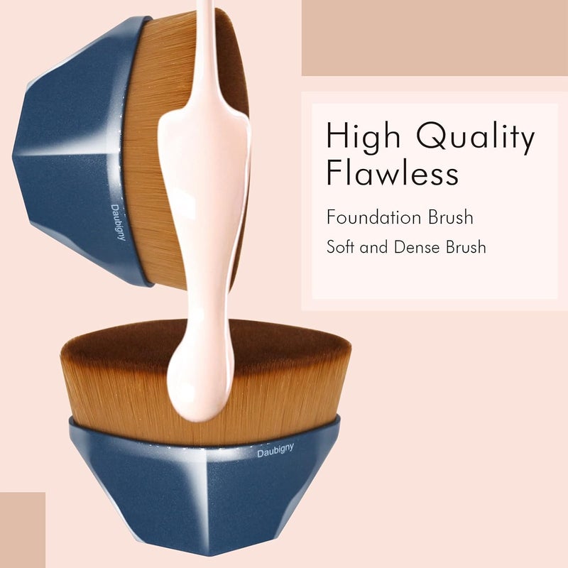 Daubigny Perfect Makeup Brush for Face Blush Foundation Brush for Blending Liquid, Cream or Flawless Powder Cosmetics with Protective Case (Blue) - Image 4
