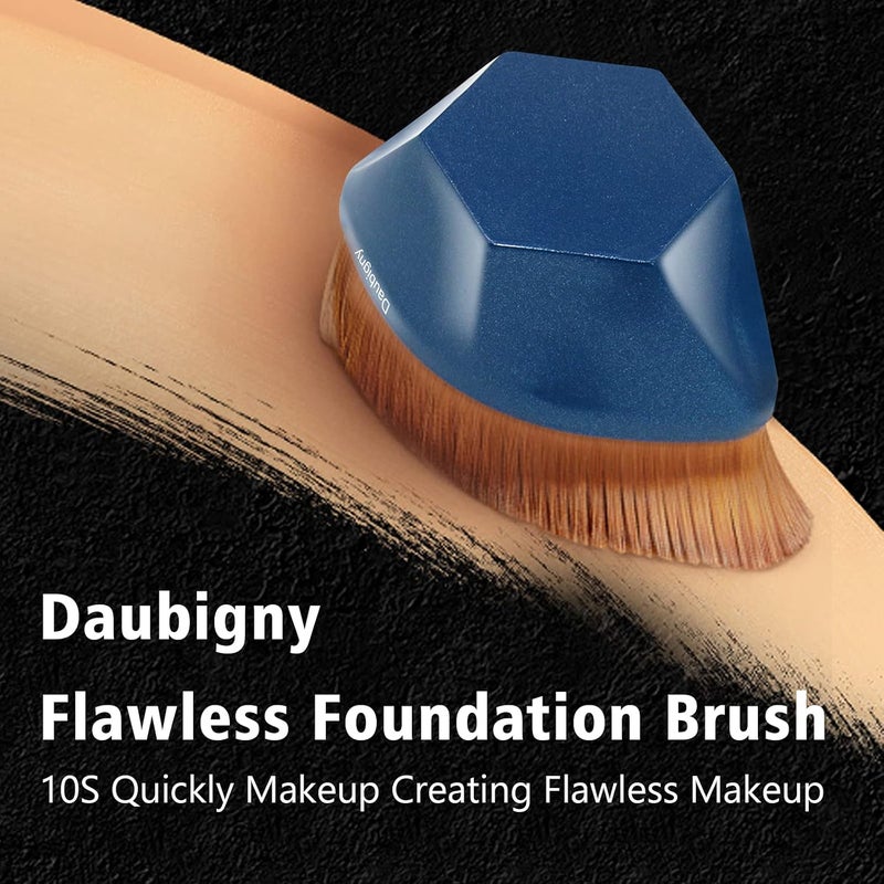 Daubigny Perfect Makeup Brush for Face Blush Foundation Brush for Blending Liquid, Cream or Flawless Powder Cosmetics with Protective Case (Blue) - Image 3