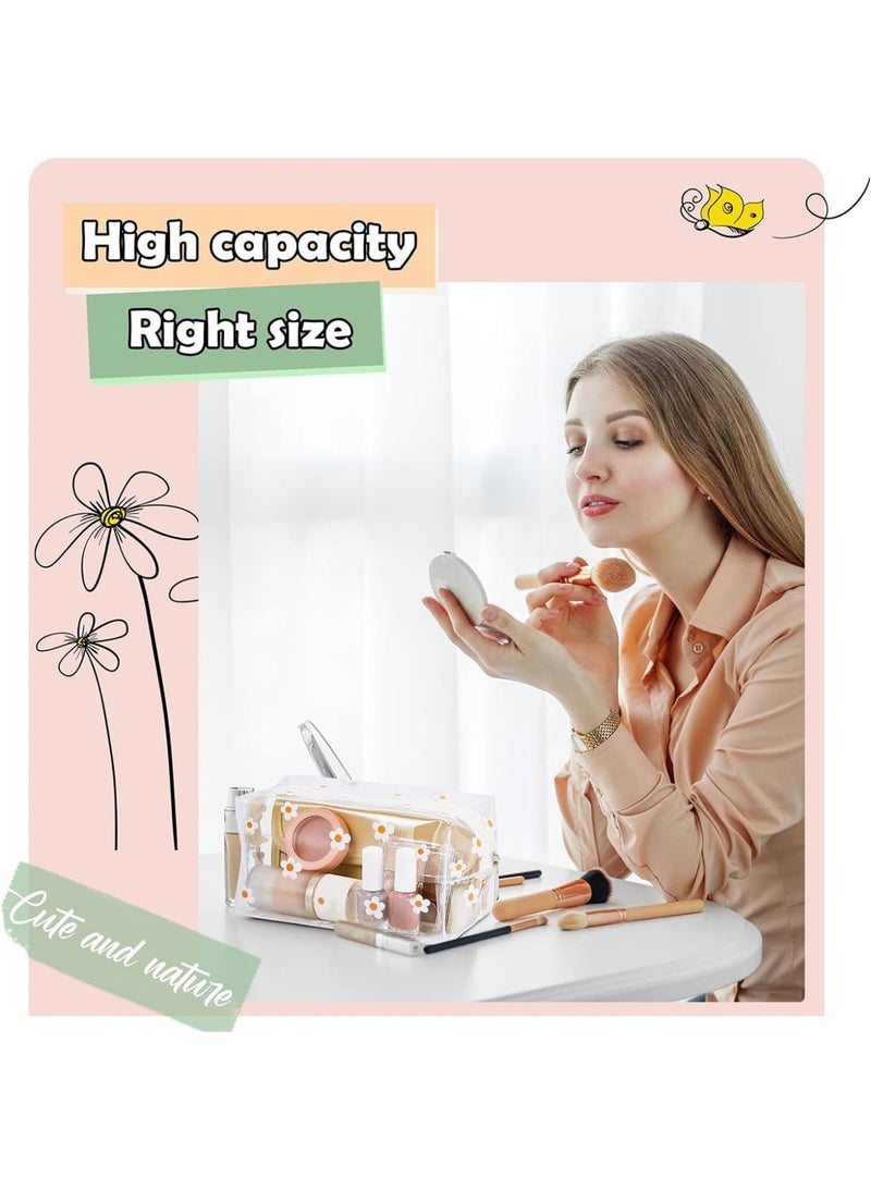 Miamia 2 Pcs Floral Pattern PVC Cosmetic Bag, Transparent Portable Zipper, Multipurpose Makeup, Skin Care, Bathroom Storage, Travel and College Dorm Essentials, Gift for Bride, Mother, Friends, Teacher, Home Decor, Bathroom and Bedroom, Jewelry, Skin, Lip, Nail Beauty Products Storage Multicolor - Image 2