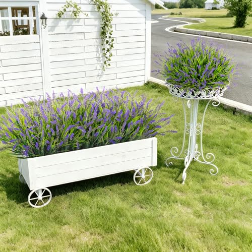 Ammyoo 24 Pcs Artificial Faux Plants for Outdoor Spring Decoration Fake Monkey Grass for Garden Porch Balcony Planters Fake Greenery Shrubs UV Resistant No Fade Plants Bush for PathwayPurple - Image 3