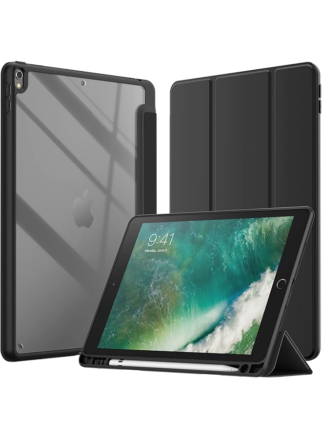 جي تيك حافظة لجهاز ايباد اير 3 10.5 انش 2019 الجيل الثالث وايباد برو 10.5 انش مع حامل قلم شفاف وغطاء خلفي شفاف رفيع مقاوم للصدمات لجهاز لوحي باللون الاسود - Image 1